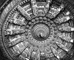 Il soffitto di un santuario Jaina a Mount Abu, Rajasthan, India, 1895