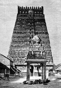 Il gopura principale del tempio di Kumbakonam, India, 1895 da Unbekannt