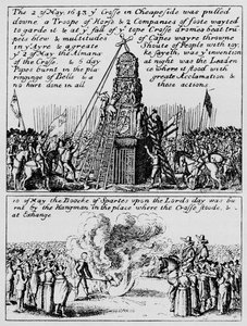 La distruzione della Croce di Cheapside e il rogo del Libro degli Sport, maggio 1643, 1903 da Unbekannt