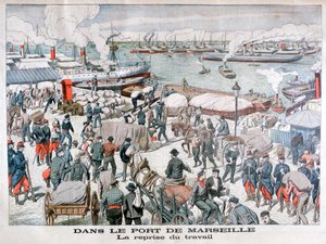 La fine dello sciopero dei lavoratori portuali al porto di Marsiglia, Francia da Unbekannt