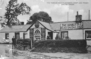 La famosa vecchia bottega del fabbro, Gretna Green, Dumfriesshire, Scozia