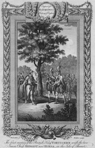 Il primo incontro del re britannico Vortigern con i due capi sassoni Hengist e Horsa, c1787 da Unbekannt
