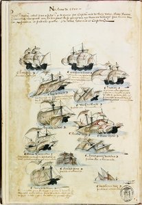La flotta di Pedro Álvares Cabral nel 1500. Da Livro das Armadas
