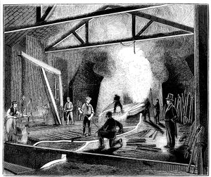 La fonderia o casa di fusione, Butterley Ironworks, Derbyshire, 1844 da Unbekannt
