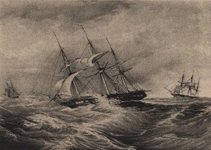 La fregata Kreiser e lo sloop Ladoga sulla costa dell