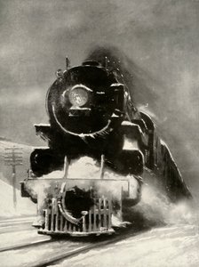 La furia della bufera non fa impressione su questa locomotiva mastodontica, 1935 da Unbekannt