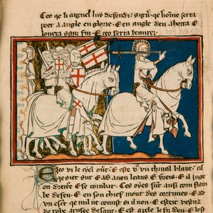 Il grande re su un cavallo bianco. Miniatura da: Apocalisse di San Giovanni da Unbekannt