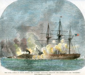 Il combattimento navale nel porto di Mobile, Alabama, Guerra Civile Americana, 5 agosto 1864 da Unbekannt
