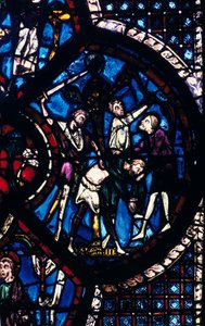 Il pellegrino attaccato dai ladri, vetrata, Cattedrale di Chartres, Francia, 1205-1215 da Unbekannt