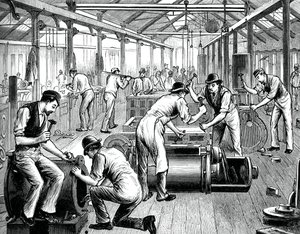 La bottega delle pompe in una fabbrica della Cornovaglia, c1880 da Unbekannt