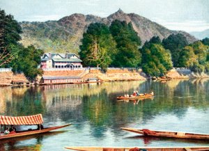Il fiume Jhelum e il clubhouse a Srinagar, India, inizio XX secolo