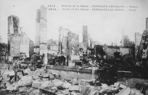 Le rovine di Sermaize-Les-Bains, Francia, Battaglia della Marna, Prima Guerra Mondiale, 1914