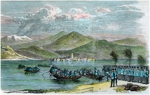 La guerra, gli austriaci attraversano il Lago Maggiore, Italia da Unbekannt