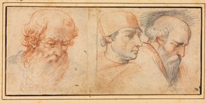 Tre studi di testa, 1600