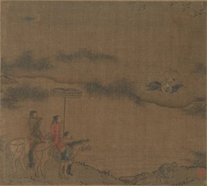 Tre cavalieri che cacciano oche selvatiche, 960-1279 da Unbekannt