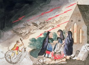 Tre streghe in un cimitero, c. 1790 da Unbekannt