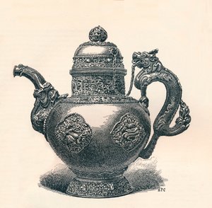 Teiera tibetana con beccuccio e manico a forma di drago che mostra influenza cinese, c1904 da Unbekannt