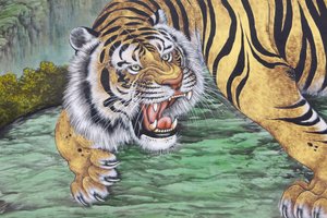 Dipinto di una tigre nel tempio di Bongeunsa, Seoul, Corea del Sud da Unbekannt