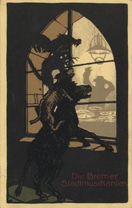 Design del titolo del libro I musicanti di Brema dei Fratelli Grimm