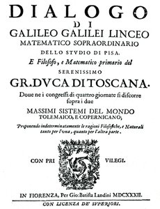 Pagina del titolo di Dialogo, di Galileo, 1632 da Unbekannt