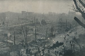 Pianura fumante di rovine e ceneri di Tokyo, c1935
