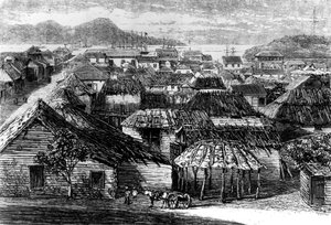 Città e baia di Puerto Plata, Santo Domingo, 1873 da Unbekannt