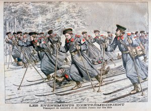 Trasporto di truppe russe malate e ferite sugli sci, Guerra russo-giapponese, 1904 da Unbekannt