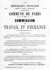 Lavoro e Scambio, dai manifesti politici francesi della Comune di Parigi, Maggio 1871