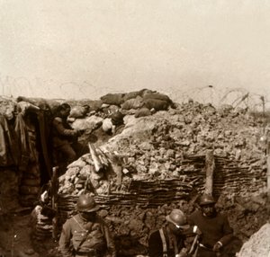Trincee, Champagne, nord della Francia, c1914-c1918