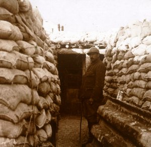 Trincee in Champagne, Francia settentrionale, c1914-c1918