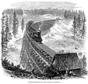Ponte a Cavalletto sulla Ferrovia Union Pacific, USA, 1876 da Unbekannt
