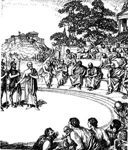 Processo di Socrate, filosofo greco antico, 399 a.C. 19° secolo da Unbekannt