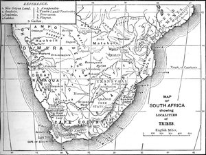 Mappa tribale del Sudafrica, c1880 da Unbekannt