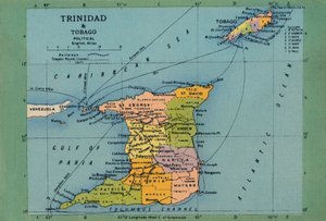 Mappa di Trinidad e Tobago, c1940s da Unbekannt
