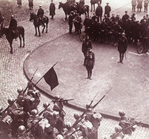 Truppe in marcia, Aquisgrana, Germania, c1914-c1918 da Unbekannt