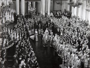 Lo zar Nicola II alla cerimonia di apertura della prima Duma, San Pietroburgo, Russia, 1906 da Unbekannt