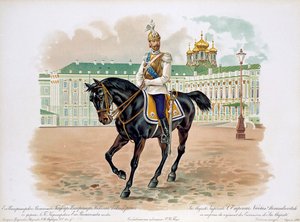 Zar Nicola II di Russia in uniforme del Reggimento delle Guardie Corazzieri di Sua Maestà, 1896 da Unbekannt
