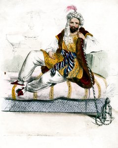 Uomo turco che fuma un narghilè, XIX secolo