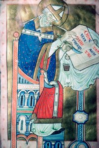 Illustrazione del XII secolo di San Dunstan come scriba. Era un arcivescovo di Canterbury da Unbekannt