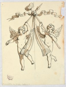 Due angeli con lancia e spugna santa