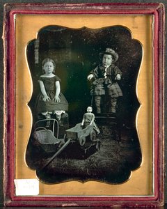 Due bambini con giocattoli, c. 1855