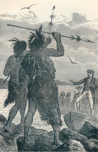 Due nativi discutono lo sbarco del capitano Cook, 1904