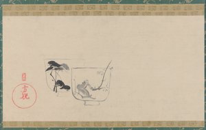 Due tazze decorate rispettivamente con pino e prugna, periodo Edo, probabilmente XIX secolo da Unbekannt
