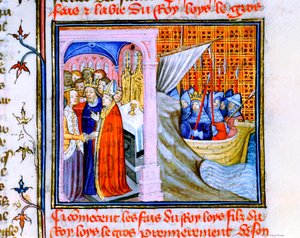 Due scene dalla Chronique de St Denis, fine XIV secolo da Unbekannt