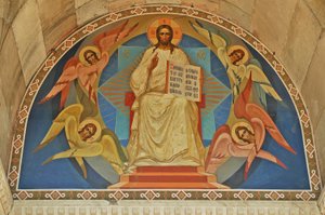 Ucraina, Sebastopoli, Cattedrale Ortodossa di San Vladimiro (cripta degli ammiragli), affresco sopra l