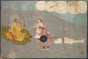I figli di Vanasura si sottomettono a Krishna: Scena dalla sezione Aniruddha Usha di Krishna Lila, c. 1840 da Unbekannt