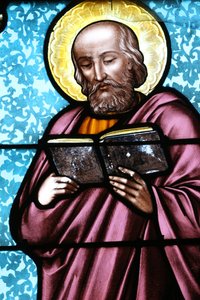Chiesa di Vault de Lugny. Vetrata. Simone lo Zelota da Unbekannt