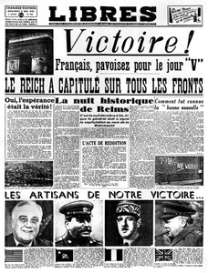 Vittoria!, prima pagina del giornale Libres, 9 Maggio 1945 da Unbekannt