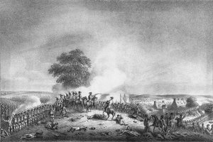 Vista da Mont St. Jean della Battaglia di Waterloo, 1815, c1816 da Unbekannt