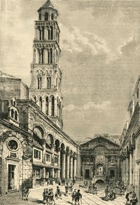 Veduta di Spalato, mostrando il campanile e il peristilio del Palazzo di Diocleziano, 1890 da Unbekannt